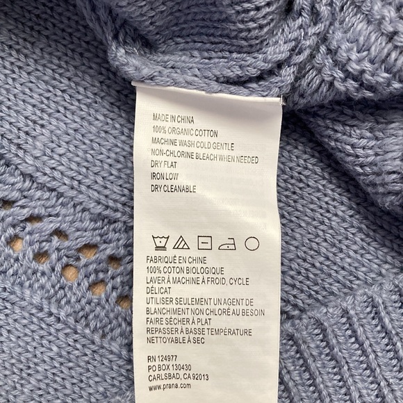 🛍️ DONATED prAna | Getup Pullover Sweater 3/4 sleeve blue open knit sm - Picture 8 of 10